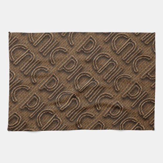 Picnic Funny Wicker Style Typography Brown Geschirrtuch (Horizontal)