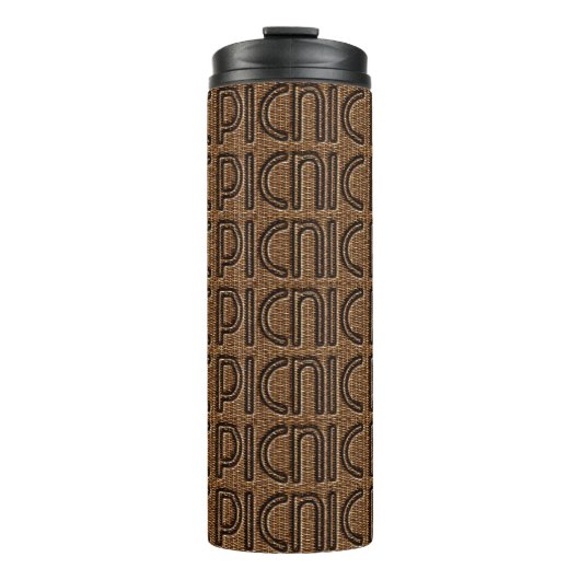 Picnic Funny Wicker Typografie Brown Tumbler Thermosbecher (Vorderseite)