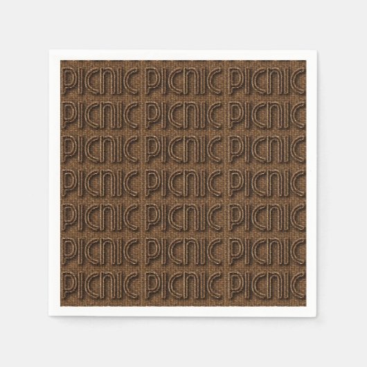 Picnic Funny Wicker Typografy Paper Party Napkins Serviette (Vorderseite)