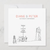 Picnic Garden Minimalistisch Black and White Weddi Einladung (Vorderseite)