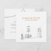 Picnic Garden Minimalistisch Black and White Weddi Einladung (Vorne/Hinten)