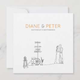 Picnic Garden Minimalistisch Black and White Weddi Einladung