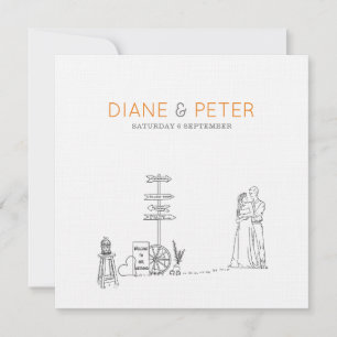 Picnic Garden Minimalistisch Black and White Weddi Einladung