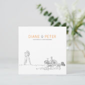 Picnic Garden Minimalistisch Black and White Weddi Einladung (Stehend Vorderseite)