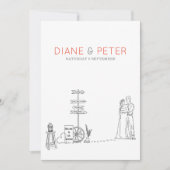 Picnic Garden Minimalistisch Black and White Weddi Einladung (Vorderseite)