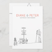 Picnic Garden Minimalistisch Black and White Weddi Einladung (Vorne/Hinten)