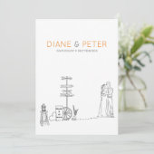 Picnic Garden Minimalistisch Black and White Weddi Einladung (Stehend Vorderseite)