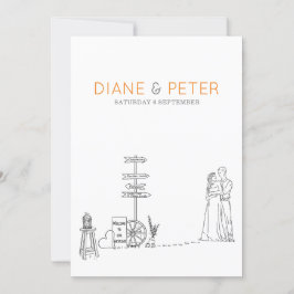 Picnic Garden Minimalistisch Black and White Weddi Einladung