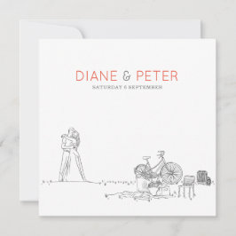 Picnic Garden Minimalistisch Black and White Weddi Einladung