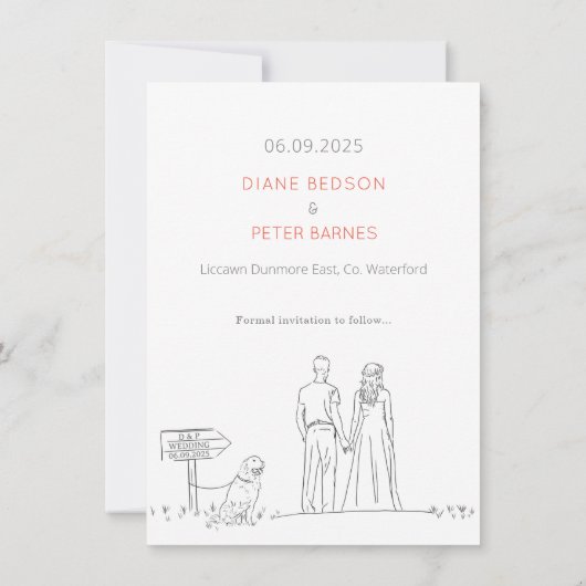 Picnic Garden Minimalistisch Black and White Weddi Save The Date (Rückseite)