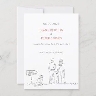 Picnic Garden Minimalistisch Black and White Weddi Save The Date