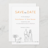 Picnic Garden Minimalistisch Black and White Weddi Save The Date (Vorne/Hinten)