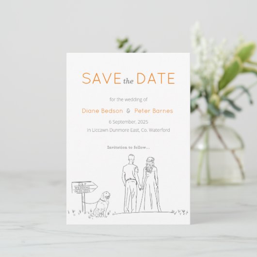 Picnic Garden Minimalistisch Black and White Weddi Save The Date (Stehend Vorderseite)