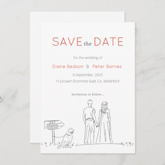 Picnic Garden Minimalistisch Black and White Weddi Save The Date (Vorne/Hinten)