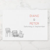 Picnic Garden Minimalistisch Black and White Weddi Schaumweinetikett (Einzelnes Label)