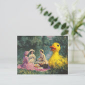 Picnic Giant Duck Imitats Historisches Gemälde Postkarte (Stehend Vorderseite)