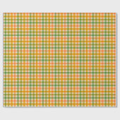 Picnic Gingham Checkerboard in grün und orange Geschenkpapier (Flach)