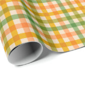 Picnic Gingham Checkerboard in grün und orange Geschenkpapier (Rolleneckpunkt)