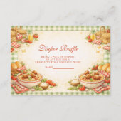 Picnic Green Gingham Little Meatbal Diapper Raffle Begleitkarte (Vorderseite)