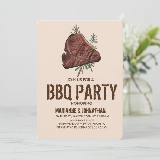 Picnic GRILLEN Party Cookout Hand Draak Einladung (Stehend Vorderseite)