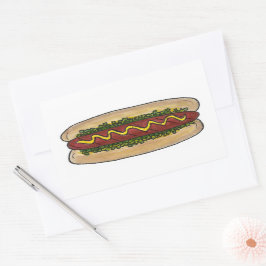 Picnic Hot Dog Bun Mustard Relais Fast Food Hotdog Rechteckiger Aufkleber