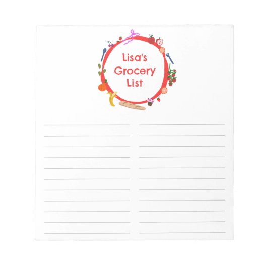 Picnic Illustration CUSTOM Grocery Shopping List Notizblock (Vorderseite)