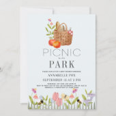 Picnic im Park Basket Floral Baby Shower Einladung (Vorderseite)