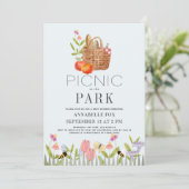 Picnic im Park Basket Floral Baby Shower Einladung (Stehend Vorderseite)