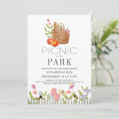 Picnic im Park Basket Floral Baby Shower Invit Einladung (Stehend Vorderseite)