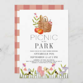 Picnic im Park Basket Floral Baby Shower Invit Einladung