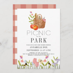 Picnic im Park Basket Floral Baby Shower Invit Einladung