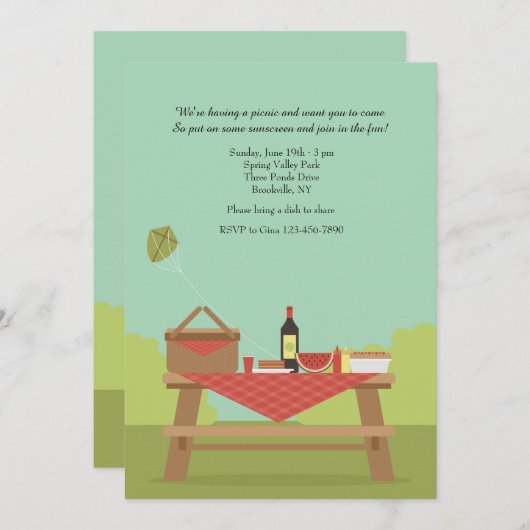 Picnic im Park Einladung (Vorne/Hinten)