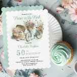 Picnic im Park Floral 50. Geburtstagsparty Einladung<br><div class="desc">Hübsch als Picknickkorb und blumengeschmücktes Fahrrad "Picnic in the Park" 50. Geburtstagsparty Design. Composite Design von Holiday Hearts Designs.</div>