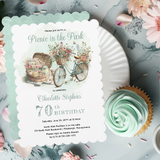 Picnic im Park Floral 70. Geburtstagsparty Einladung
