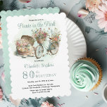 Picnic im Park Floral 80. Geburtstagsparty Einladung<br><div class="desc">Hübsch als Picknickkorb und blumengeschmücktes Fahrrad "Picnic in the Park" 80. Geburtstagsparty Design. Composite Design von Holiday Hearts Designs.</div>