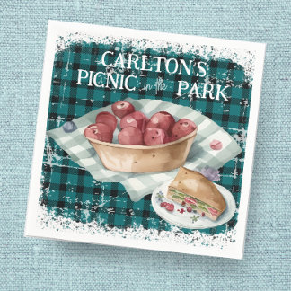 Picnic im Park Green Kariert Boys Geburtstag Serviette