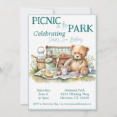 Picnic im Park Niedlich Bären Geburtstag Einladung (Vorderseite)