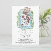 Picnic im Park Watercolor Baby Shower Einladung (Stehend Vorderseite)