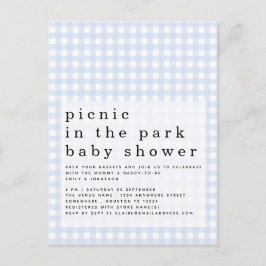 Picnic in Park Baby Dusche Blue Gingham Einladung Postkarte