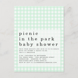 Picnic in Park Baby Dusche Green Gingham Einladung Postkarte