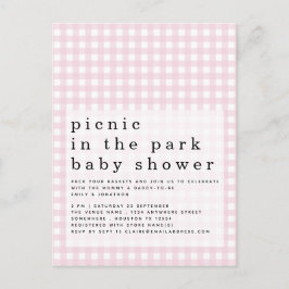 Picnic in Park Baby Dusche Pink Gingham Einladung Postkarte