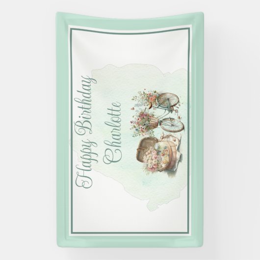 Picnic in the Park Floral Adult Birthday Party Banner (Vertikal)