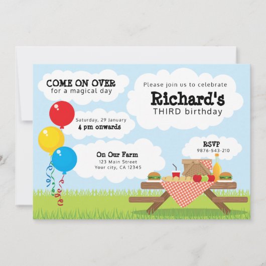 Picnic Invasion - Hell Beautiful Day - Gingham Einladung (Vorderseite)