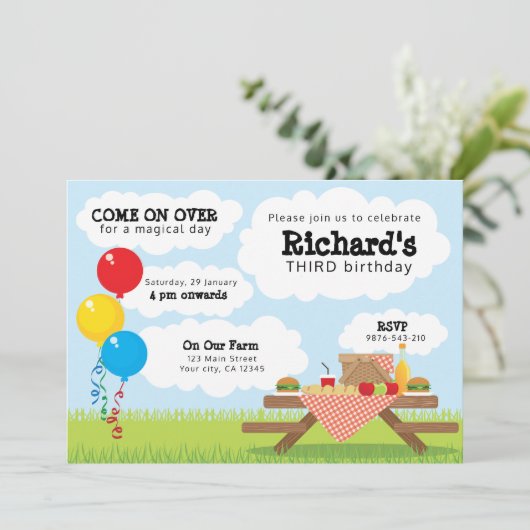 Picnic Invasion - Hell schöner Tag Einladung (Stehend Vorderseite)