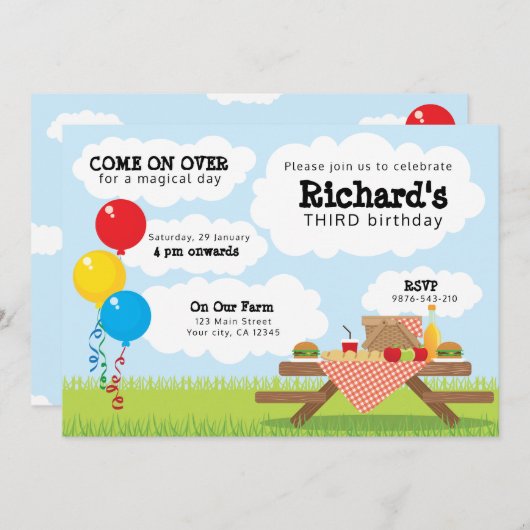 Picnic Invasion - Hell schöner Tag Einladung (Vorne/Hinten)