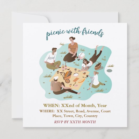 Picnic mit Friends Illustration Event Einladung (Vorderseite)