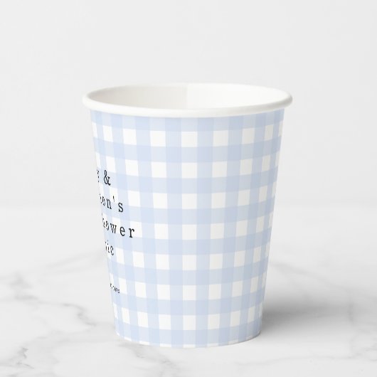Picnic Park Names Date Baby Shower Blue Gingham Pappbecher (Links)
