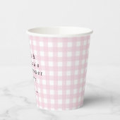 Picnic Park Names Date Baby Shower Pink Gingham Pappbecher (Links)