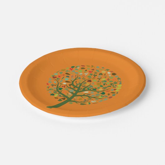 Picnic Park Party Sommerbaum Pappteller (Schrägansicht)