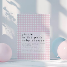 Picnic Park Pink Gingham Baby Dusche